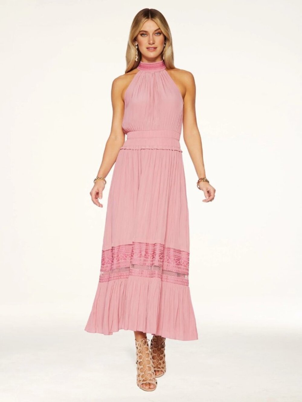Ramy Brook “Cadence” Halter Maxi Dress In Flirt Color Size Extra Small